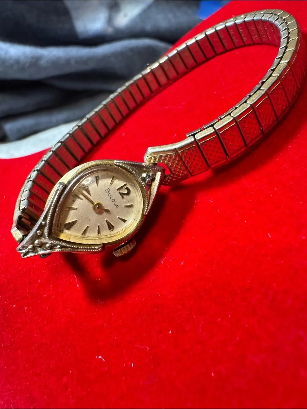 Vintage Bulova Ladies Mechanical Teardrop Cocktail Watch – 10K RGP – Real Diamon
